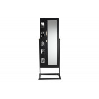 Baxton Studio GLD13358-Black Vittoria Black Finish Wood Square Foot Floor Standing Double Door Storage Jewelry Armoire Cabinet